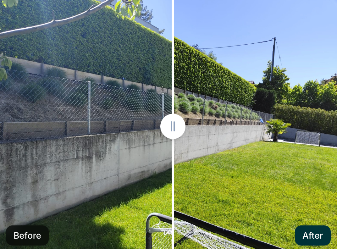 Before and after exterior care of a private property
